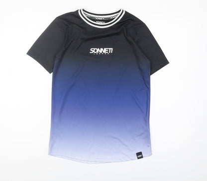 Sonneti Boys Black Crew Neck Colourblock T-Shirt, Size 12-13