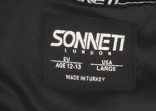 Sonneti Boys Black Crew Neck Colourblock T-Shirt, Size 12-13