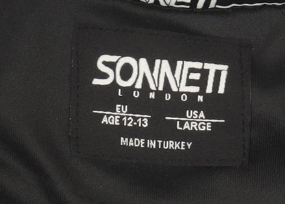 Sonneti Boys Black Crew Neck Colourblock T-Shirt, Size 12-13