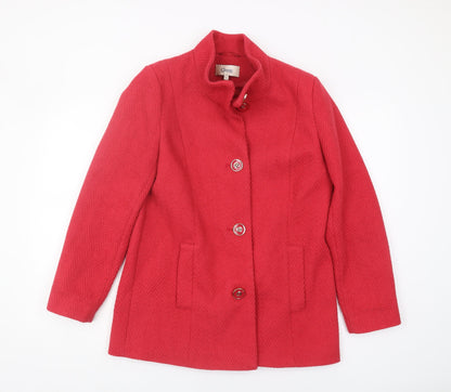 Marks & Spencer Red Wool Blend Button Coat Size 10