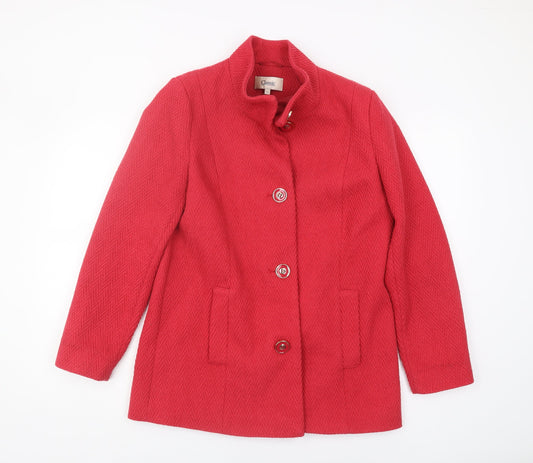 Marks & Spencer Red Wool Blend Button Coat Size 10
