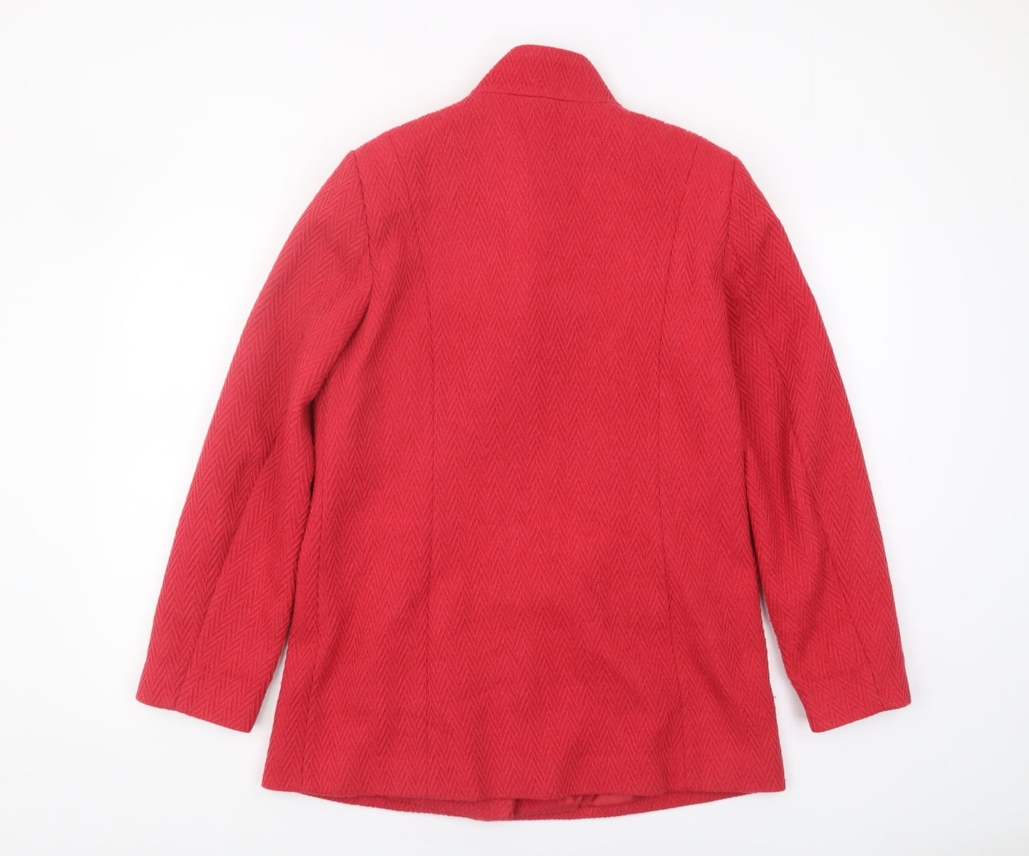 Marks & Spencer Red Wool Blend Button Coat Size 10