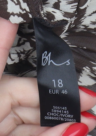 Bhs Women’s Brown Animal Print Blouse, Size 18