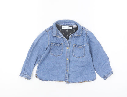Zara Baby Unisex Blue Denim Button-Up Shirt, 18-24 Months