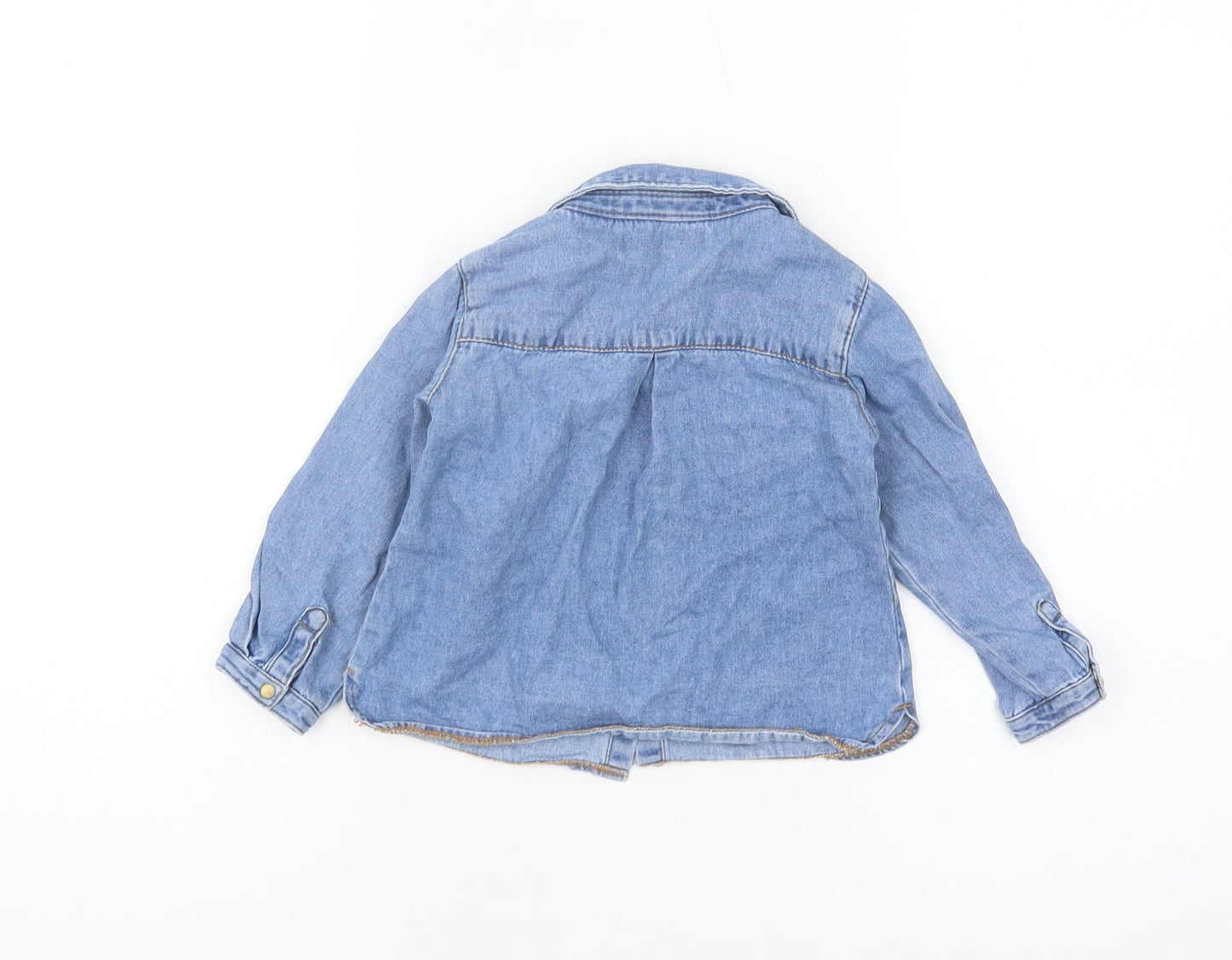 Zara Baby Unisex Blue Denim Button-Up Shirt, 18-24 Months