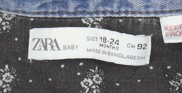 Zara Baby Unisex Blue Denim Button-Up Shirt, 18-24 Months