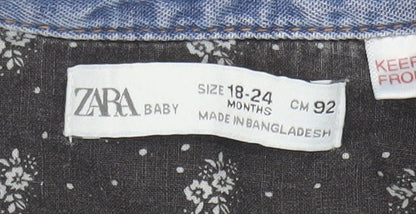 Zara Baby Unisex Blue Denim Button-Up Shirt, 18-24 Months
