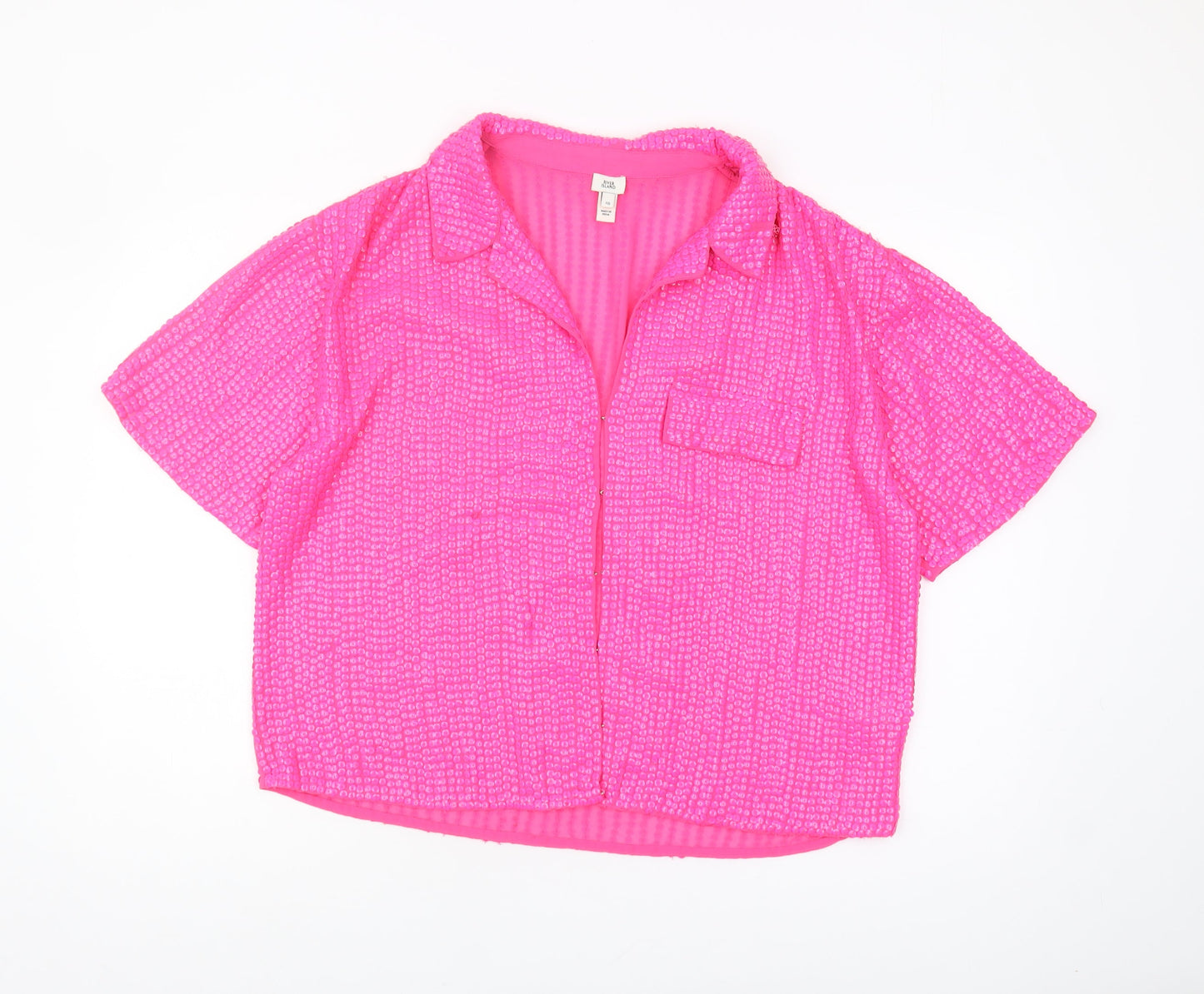 Womens UK Size 16 River Island Pink  Button-Up