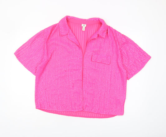 Womens UK Size 16 River Island Pink  Button-Up