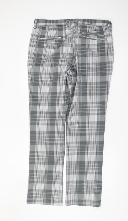 Slazenger Men’s Grey Plaid Trousers 36W Casual