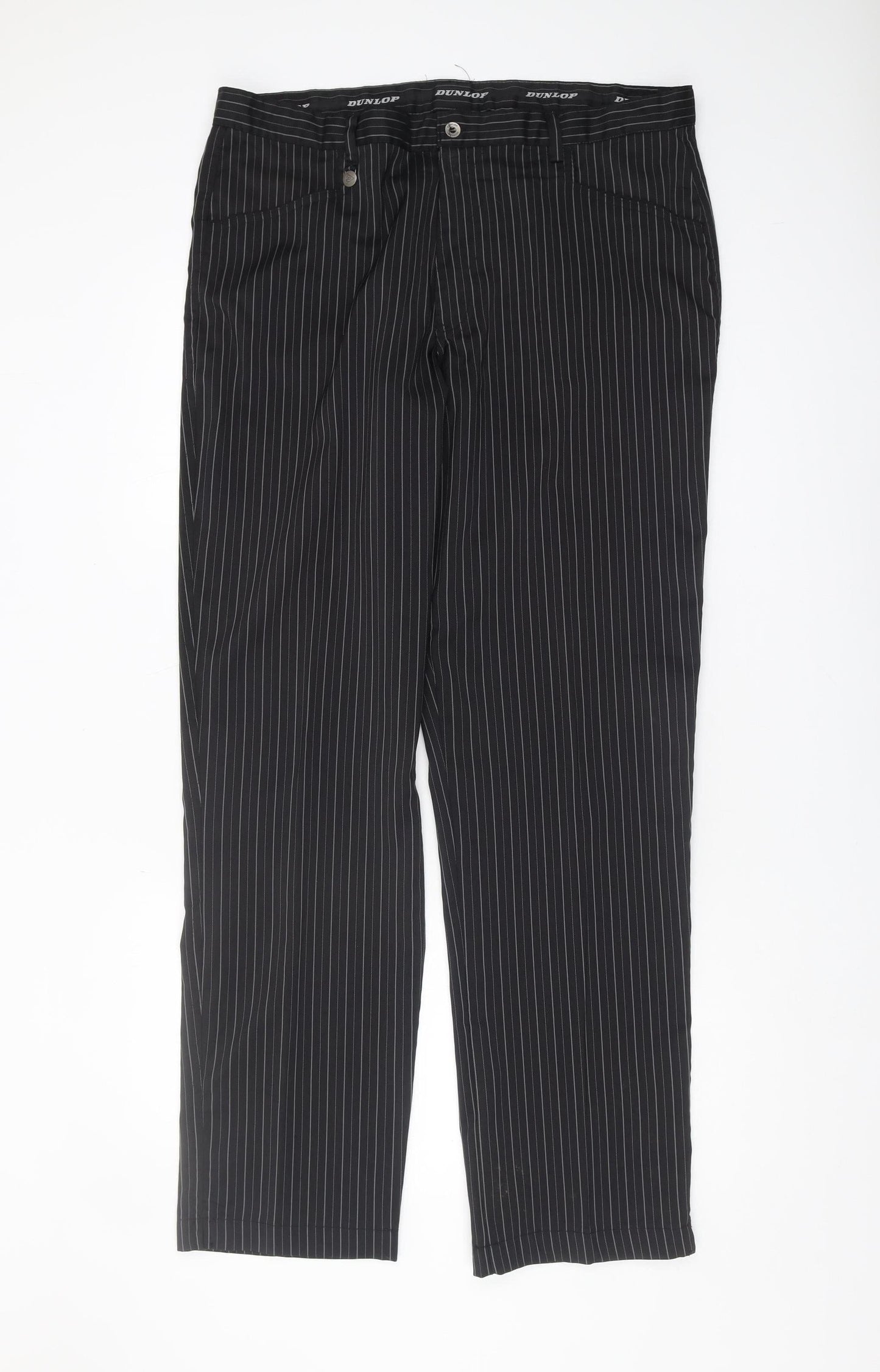 Dunlop Men's Black Pinstriped Trousers 38W