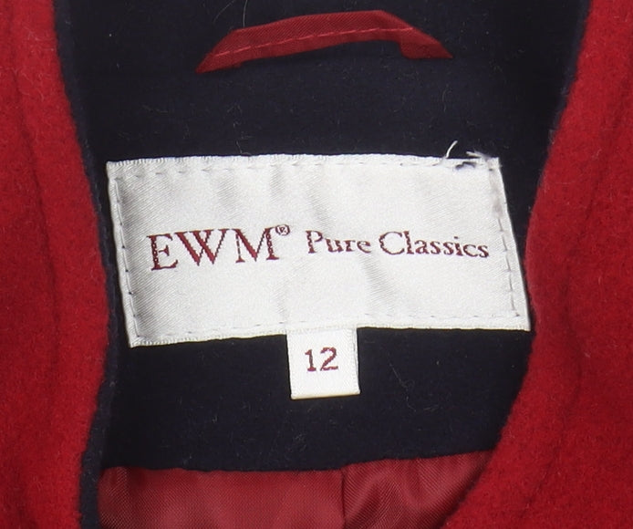 EWM Women's Red Pea Coat Size 12 - Classic Style