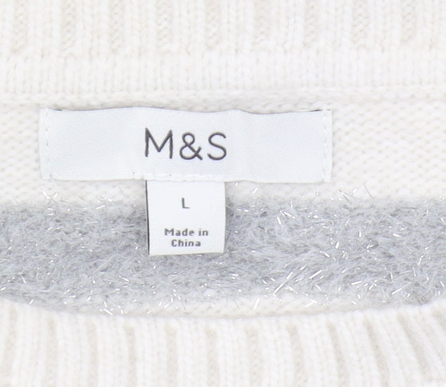Womens UK Size L Marks and Spencer Ivory Pullover Jumper