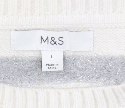Womens UK Size L Marks and Spencer Ivory Pullover Jumper