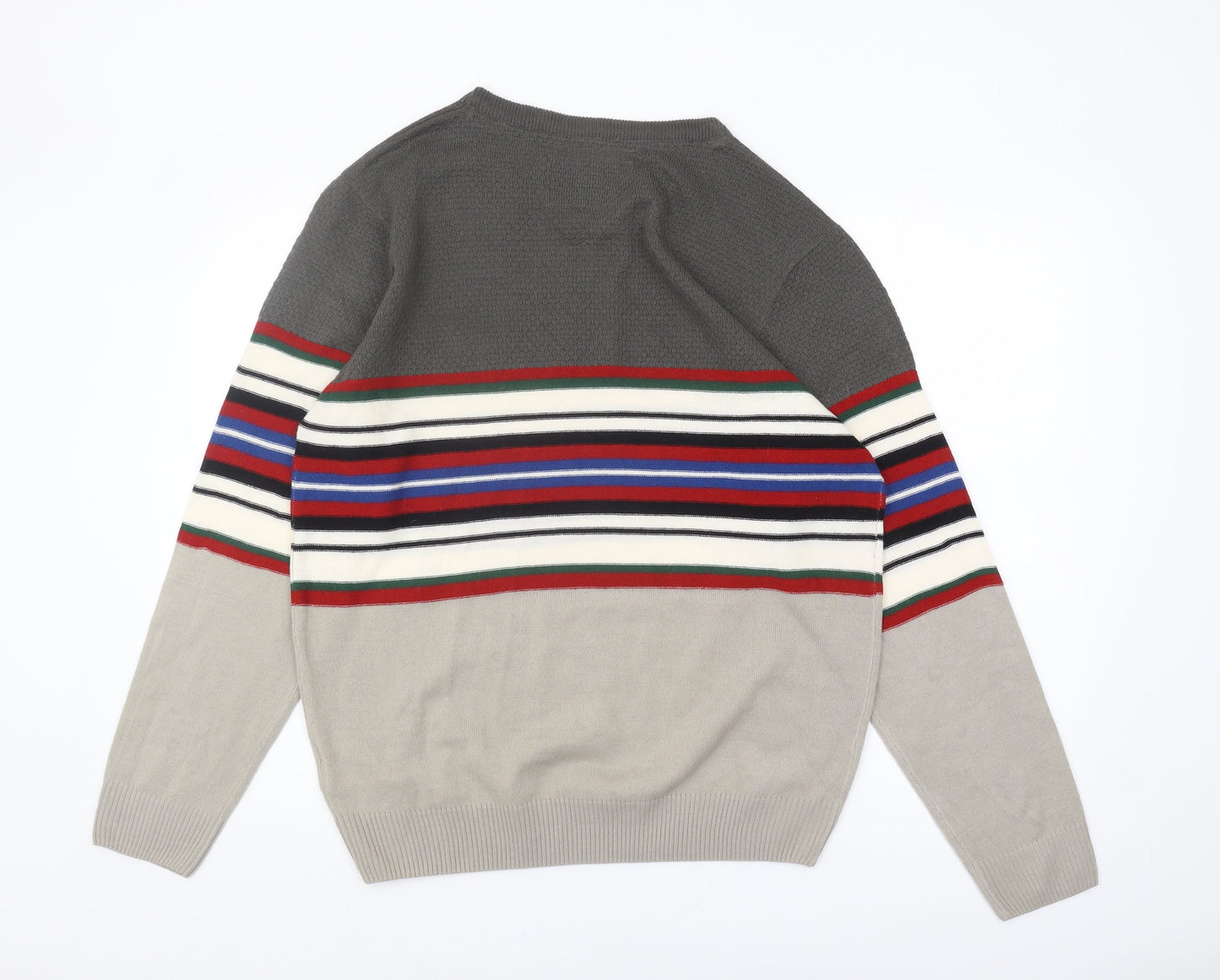 Soul Star Men's XL Grey Striped Pullover Jumper