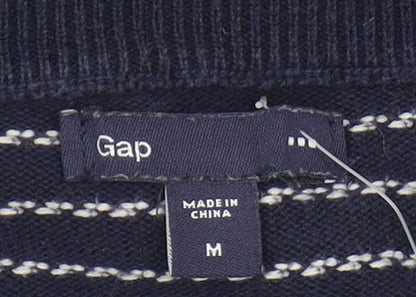 Gap Women's Navy Striped V-Neck Pullover Jumper, M