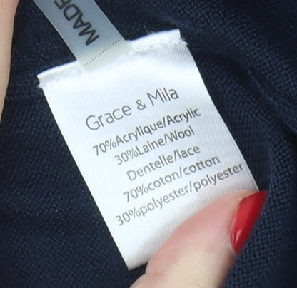 Womens UK Size M Grace & Mila Blue Cardigan Jumper
