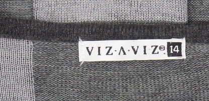 Womens UK Size 14 VIZ-A-VIZ Grey Cardigan Jumper