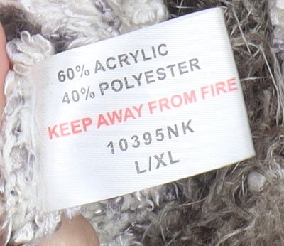 Elizabeth Scott Women's Ivory Cardigan L, Fur Trim