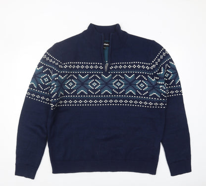 Threadbare Men's XL Blue Geometric Pullover Jumper