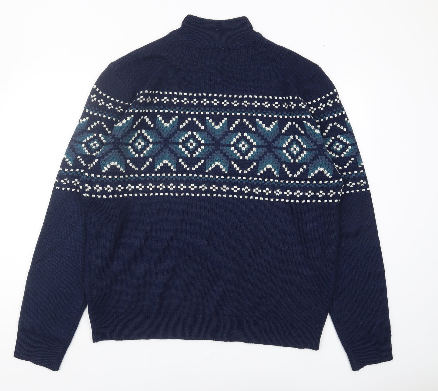 Threadbare Men's XL Blue Geometric Pullover Jumper