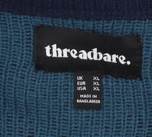 Threadbare Men's XL Blue Geometric Pullover Jumper