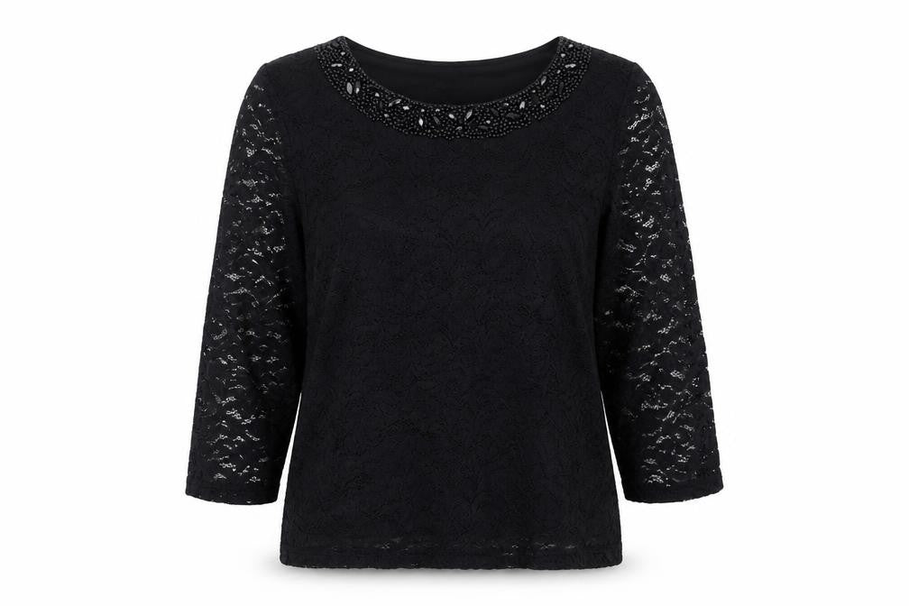 Womens UK Size 14 Roman Black Basic Blouse