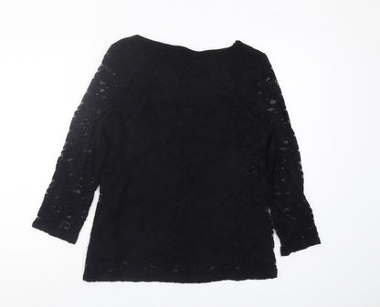 Womens UK Size 14 Roman Black Basic Blouse