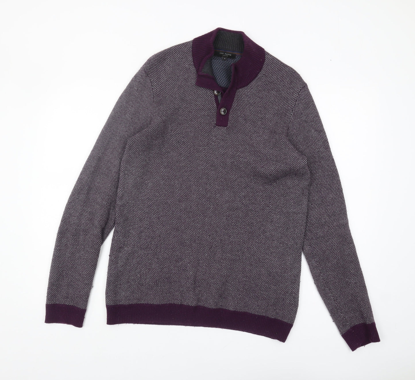 Ted Baker Men's Purple Henley Jumper, Size M