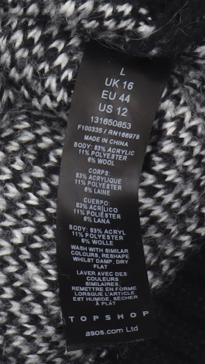 Womens UK Size L Topshop Black Pullover Jumper
