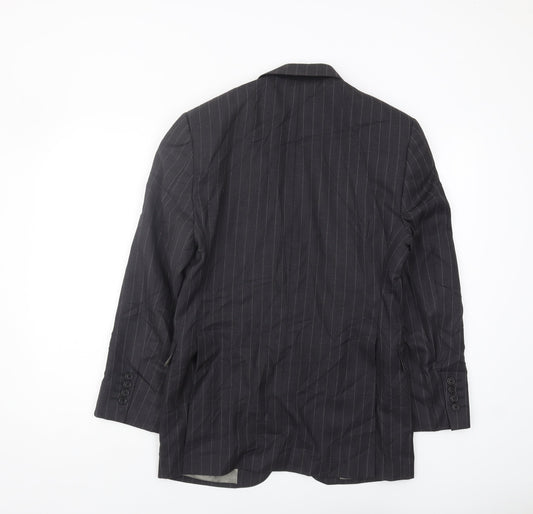 Aquascutum Men's Black Striped Wool Blazer Jacket 36S