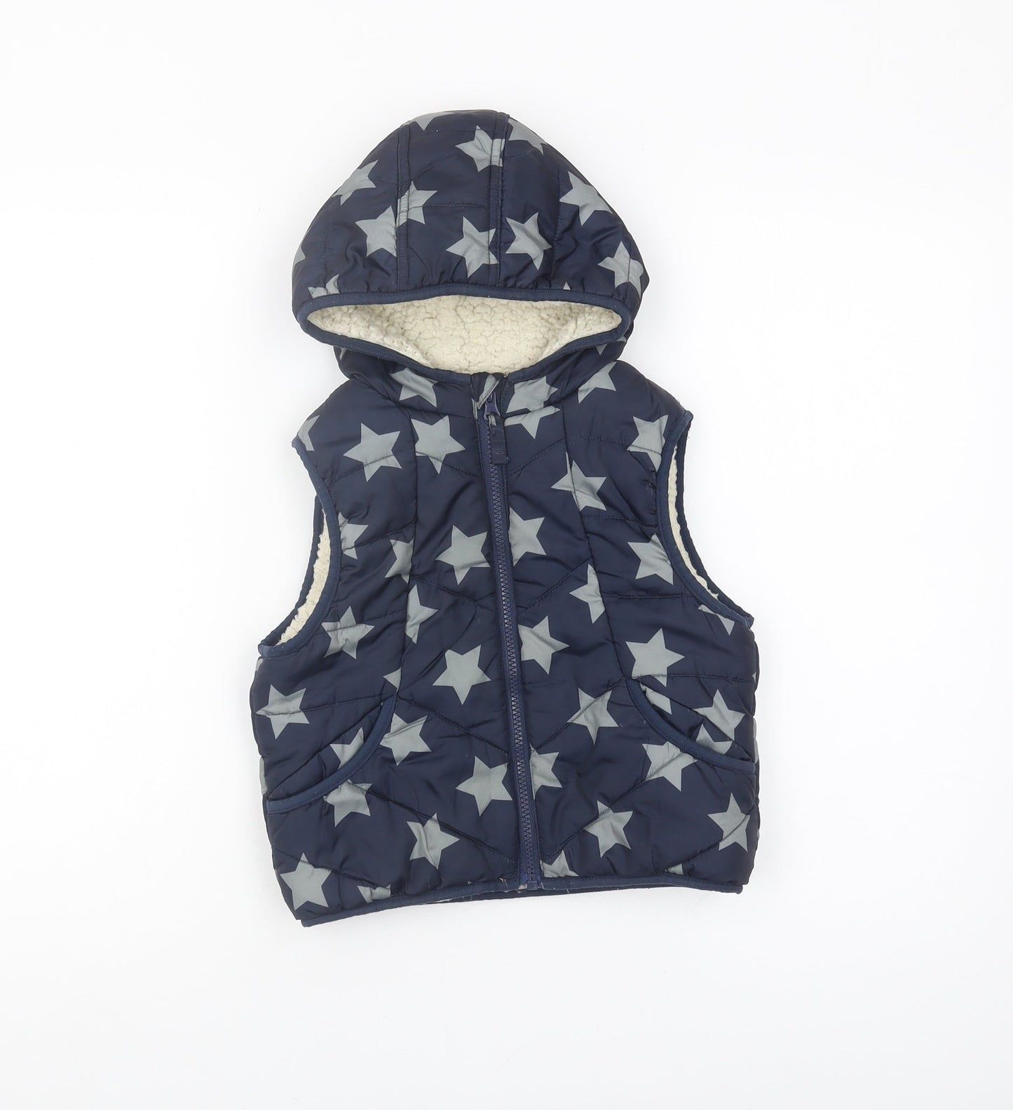 Boys Blue Hooded Star Puffer Jacket 4-5 Years, Polyester, Casual