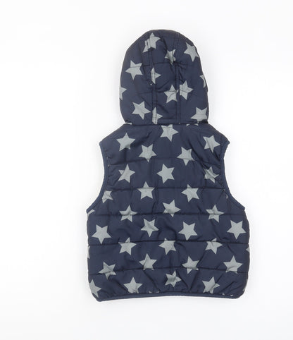 Boys Blue Hooded Star Puffer Jacket 4-5 Years, Polyester, Casual