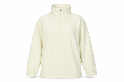 Front view of Brekka Ivory 1/4 Zip Fleece Sweatshirt XL