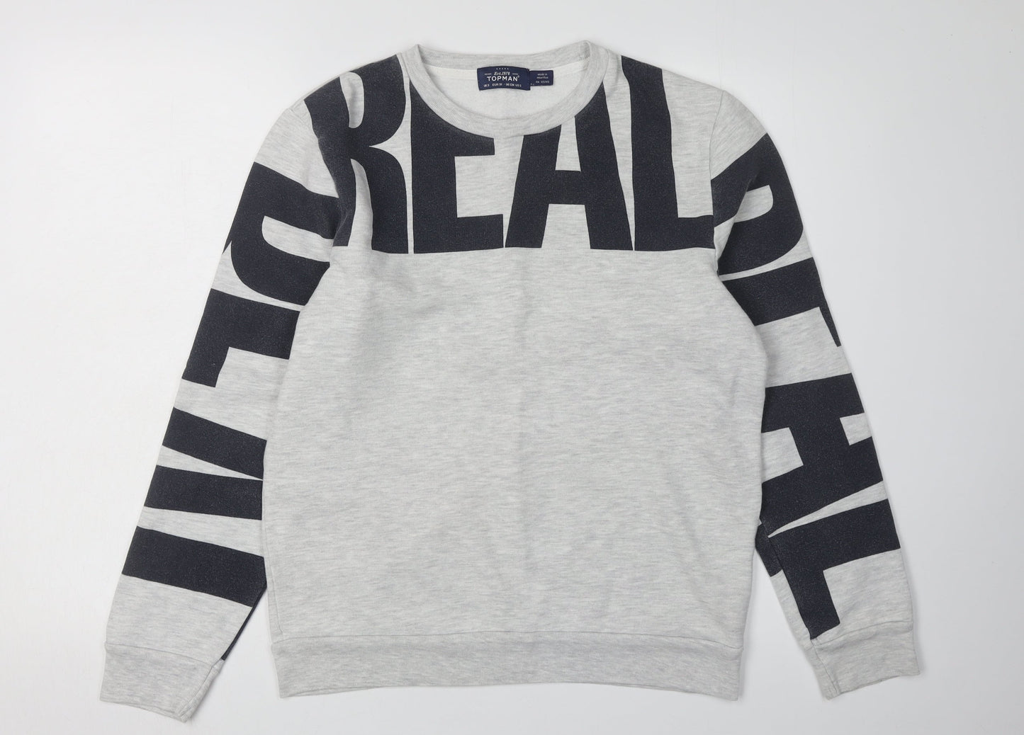 Topman Men's Grey S Graphic Pullover Sweatshirt