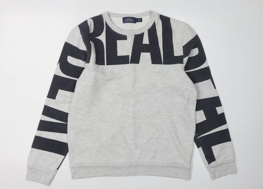 Topman Men's Grey S Graphic Pullover Sweatshirt