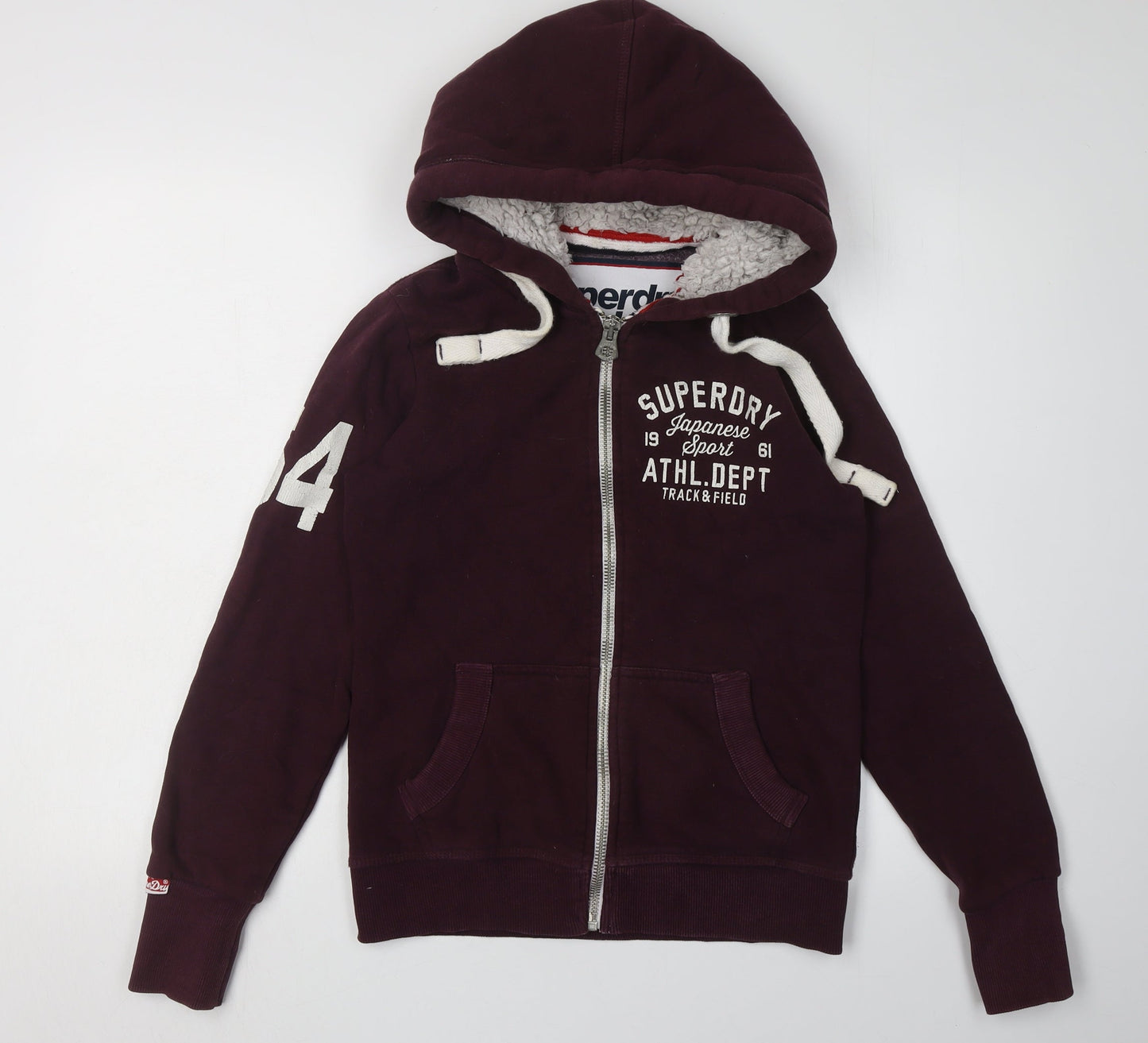Superdry Purple Full Zip Hoodie XS Unisex Hooded Lined