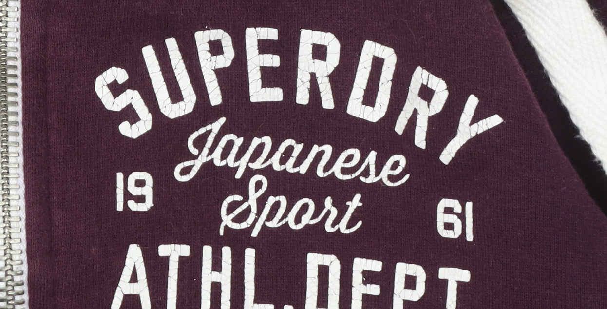Superdry Purple Full Zip Hoodie XS Unisex Hooded Lined