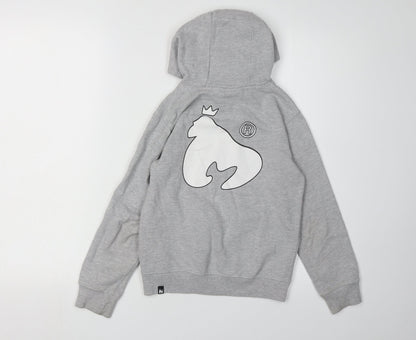 Money Boys Grey Hoodie - Casual Graphic Pullover, Size 8-9 Years