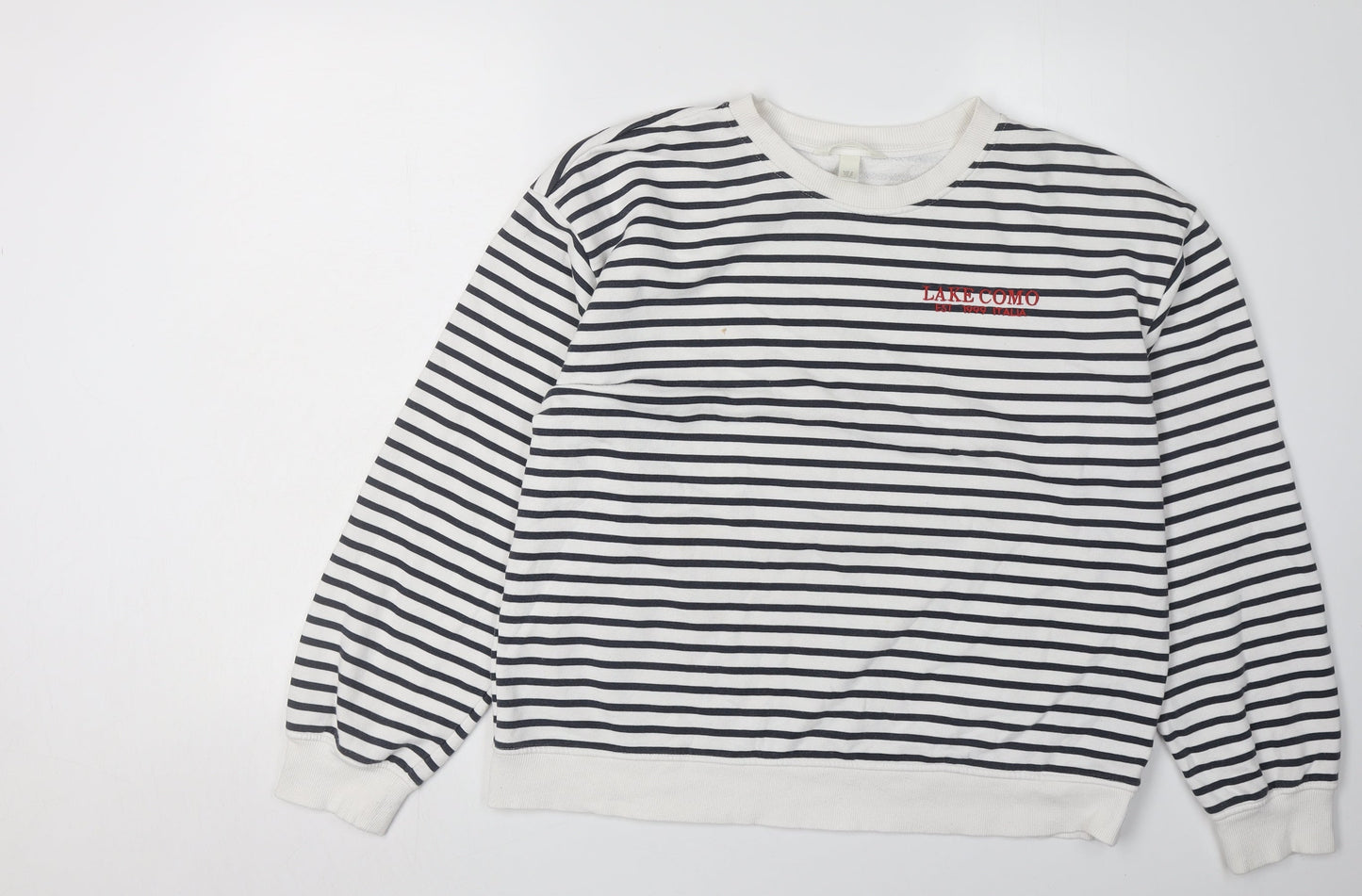 H&M Women's White Striped Sweatshirt M