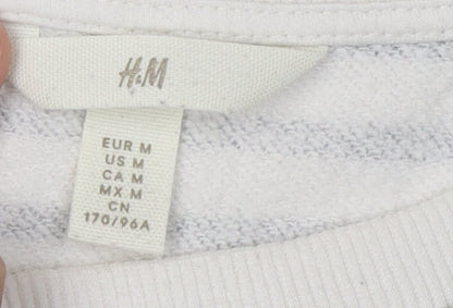H&M Women's White Striped Sweatshirt M