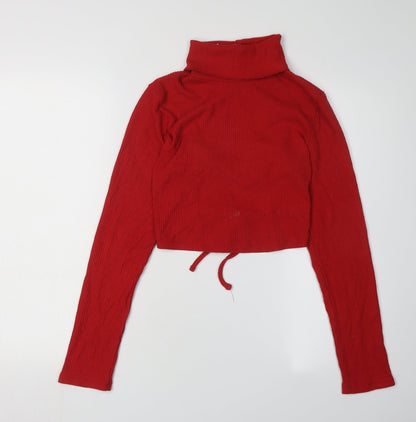 Womens UK Size L Bershka Red Pullover Jumper
