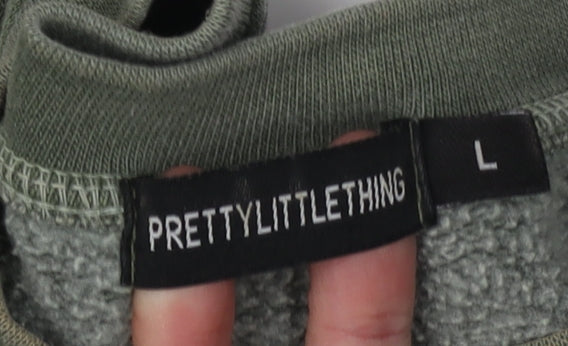 PrettyLittleThing Women's Green Pullover Sweatshirt L