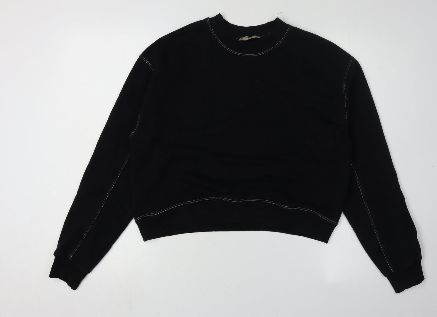 Womens UK Size 10 Pull&Bear Black Pullover Sweatshirt