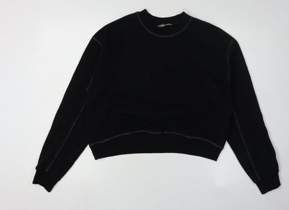 Womens UK Size 10 Pull&Bear Black Pullover Sweatshirt