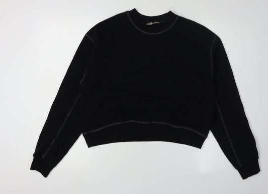 Womens UK Size 10 Pull&Bear Black Pullover Sweatshirt