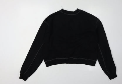 Womens UK Size 10 Pull&Bear Black Pullover Sweatshirt