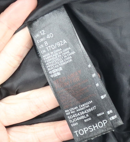 Womens UK Size 12 Topshop Black Puffer Jacket