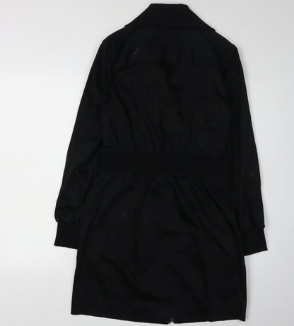 Reiss Women's Black Cotton Mid-Length Jacket UK 10