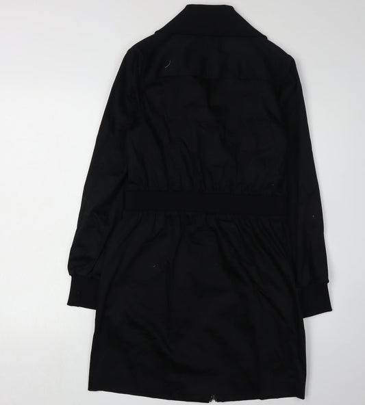 Reiss Women's Black Cotton Mid-Length Jacket UK 10